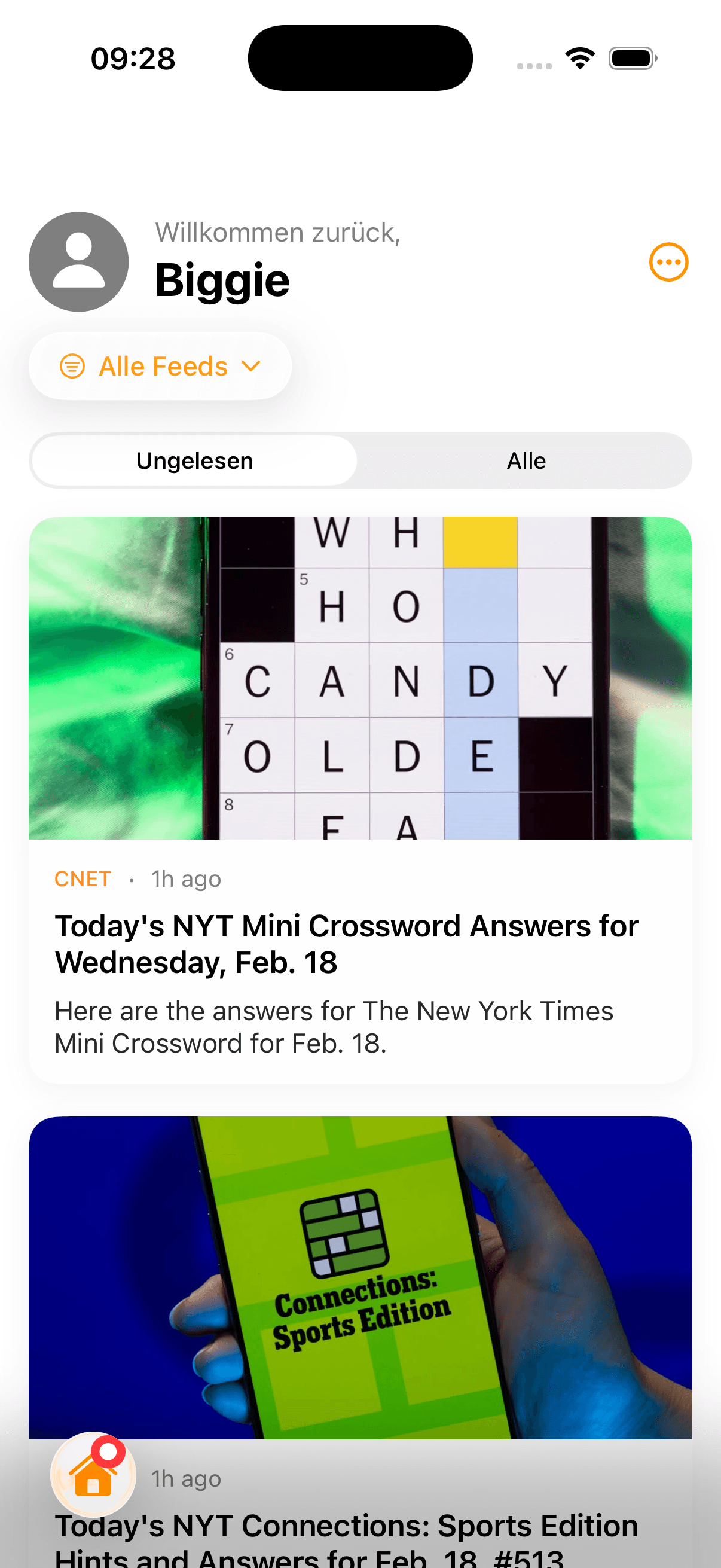 Wave Reader feed list